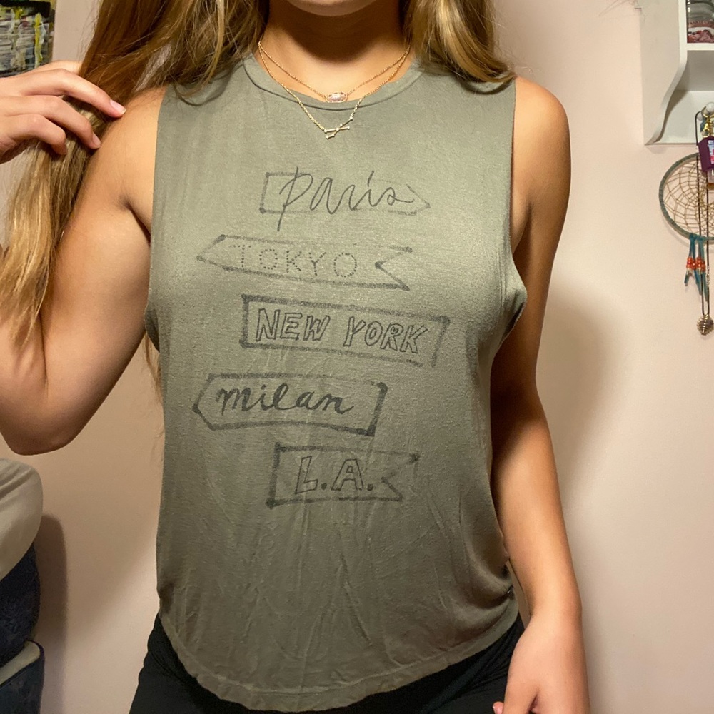 American Eagle Soft and Sexy Army Green Tank